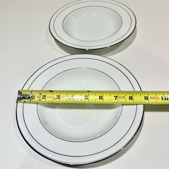 Set of 2 NORITAKE 4062 Whitescapes Stoneleigh China w/silver soup salad bowl - Picture 6 of 8